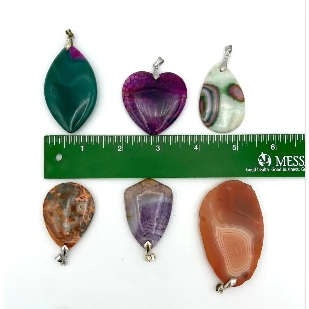 Destash Lot 18 Stone Pendants & Bails Jewelry Making Plus 1 Glass Pendant Lot #1